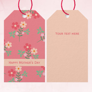Happy Mother's Day Sweet Pink Daisy Bouquet Retro  Gift Tags