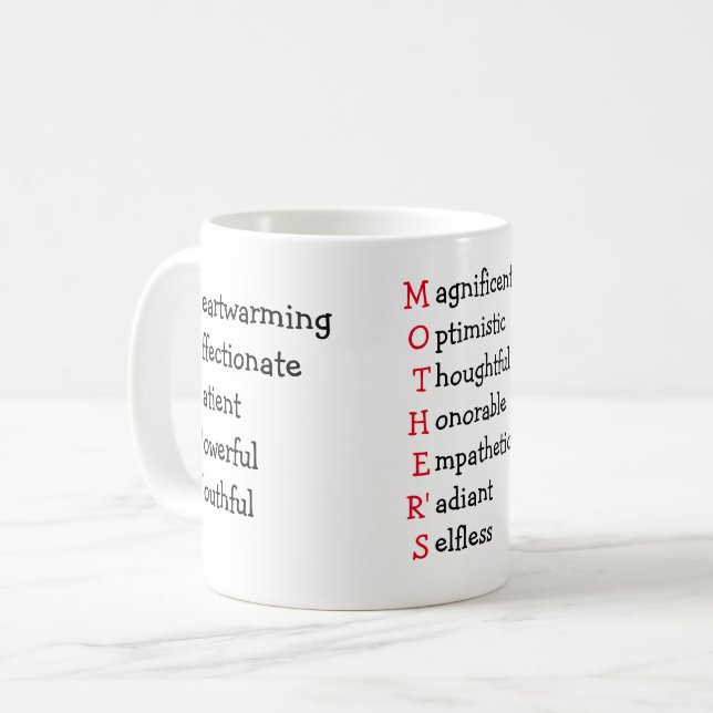 Happy Mother's Day text with adjectives Coffee Mug (Front Left)