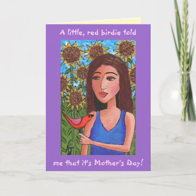 Happy Mother's Day & the little, red birdie - card (Front)