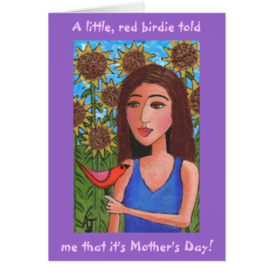 Happy Mother's Day & the little, red birdie - card