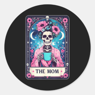 Happy mother's day the mum tarot card skeleton mam classic round sticker