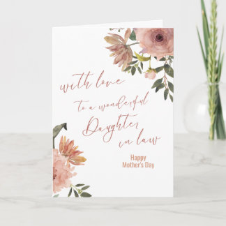 Happy Mothers Day To Daughter in Law Dusty Pink Card