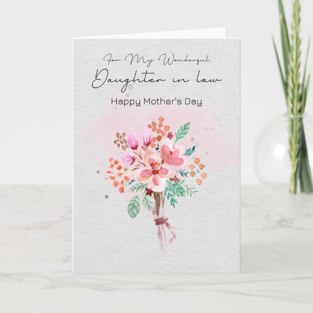 Happy Mothers Day To Daughter in Law Grey Card (Front)