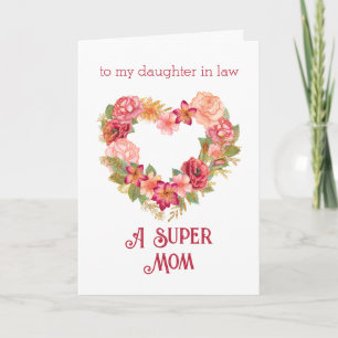 Happy Mothers Day To Daughter In Law Heart Flowers Card