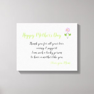 Happy Mother's Day to Mum with Love Message Canvas Print
