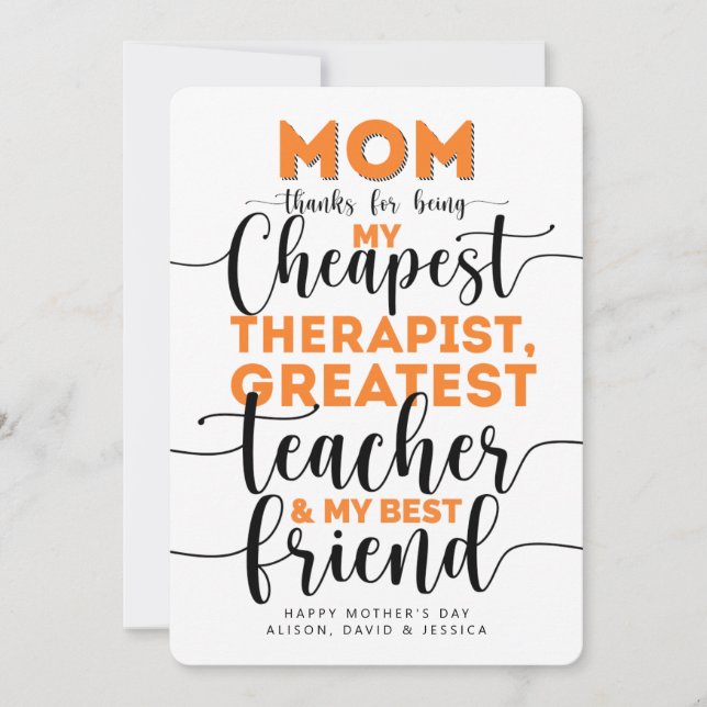 Happy Mother's Day to my best friend Thank You Card (Front)