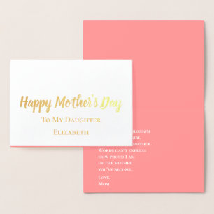 Happy Mother's Day To My Daughter Elegant Gold Foil Card