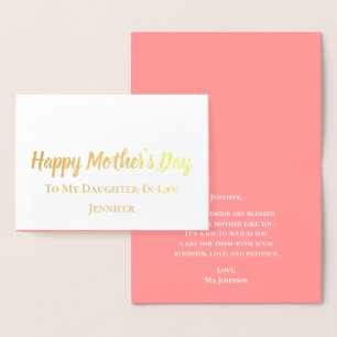Happy Mother's Day To My Daughter-In-Law Gold Foil Card