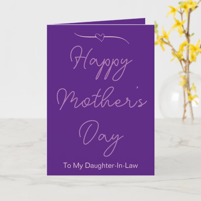 Happy Mother's Day To My Daughter-In-Law Purple Card (Yellow Flower)