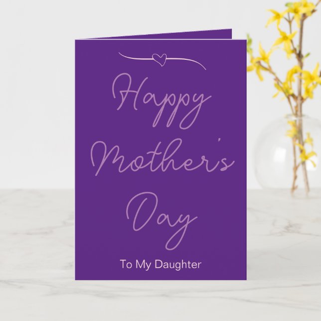 Happy Mother's Day To My Daughter Purple Card (Yellow Flower)