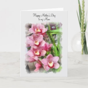 Happy Mother's Day to my mum pink orchids Card