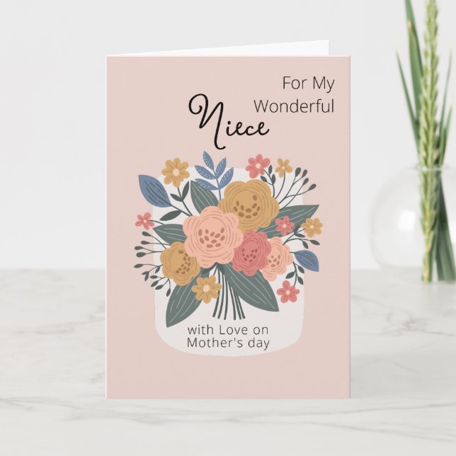 Happy Mothers Day To My Niece Floral Bouquet Card (Front)