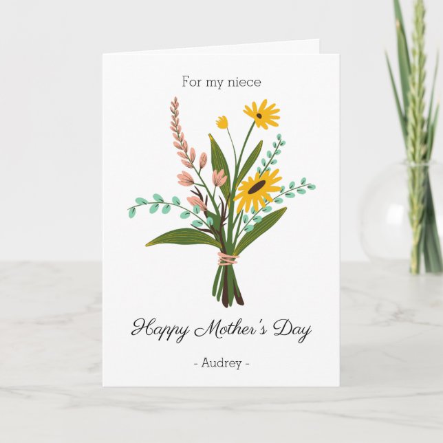 Happy Mothers Day To My Niece Floral Bouquet Card (Front)