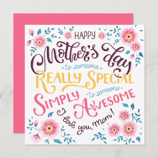 Happy Mother's Day | to Special and Awesome Mum Holiday Card (Front/Back)
