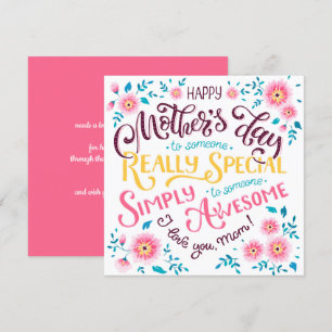 Happy Mother's Day to Special and Awesome Mum Holiday Card