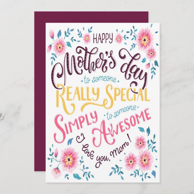 Happy Mother's Day | to Special and Awesome Mum Holiday Card (Front/Back)