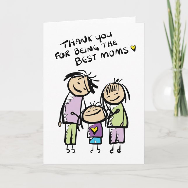 Happy Mother's Day to Two Moms Greeting Card (Front)
