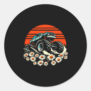 Happy mother's day toddler daisy monster truck kid classic round sticker