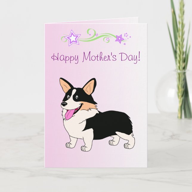 Happy Mother's Day Tricolor Corgi Card (Front)