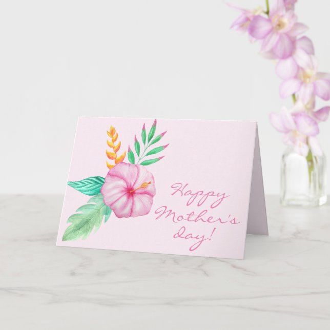 Happy Mother's Day  | Tropical Hibiscus Bouquet Card (Orchid)