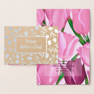 Happy Mother's Day. Tulip Painting Luxury  Foil Card