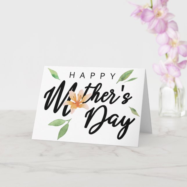 Happy Mother's Day Typography Lilium Flower  Card (Orchid)