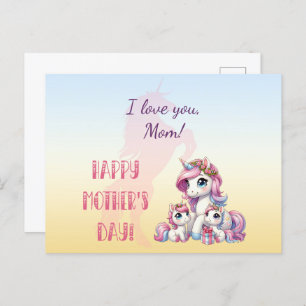 "Happy Mother's Day!" Unicorn-Themed Postcard