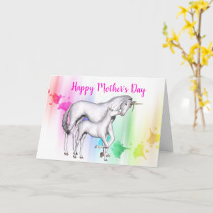 Happy Mother's Day Unicorn with her Baby Card