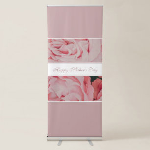 Happy Mother's Day Vanilla Cream Floral script Retractable Banner