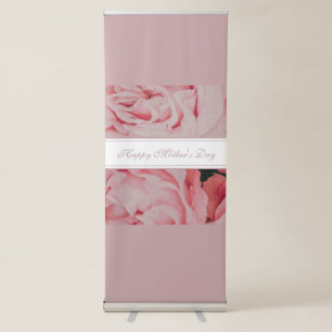 Happy Mother's Day Vanilla Cream Floral script  Retractable Banner