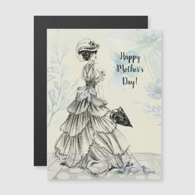 Happy Mother's Day Victorian Woman Parasol Birds (Front/Back)