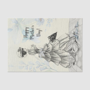 Happy Mother's Day Victorian Woman Parasol Birds Tissue Paper