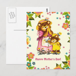 Happy Mother's Day. Vintage Bear Family Postcard