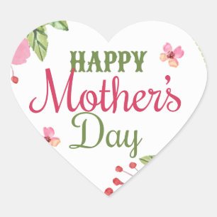 Happy mother's day vintage flower bouquet frame heart sticker
