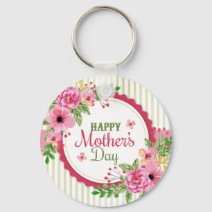 Happy mother's day vintage flower bouquet frame key ring