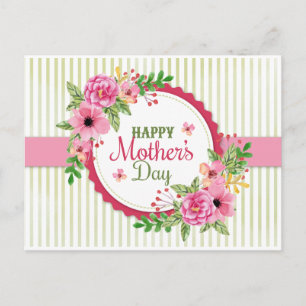 Happy mother's day vintage flower bouquet frame postcard