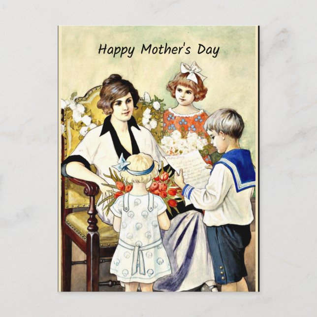 Happy Mother's Day, vintage illustration Postcard (Front)
