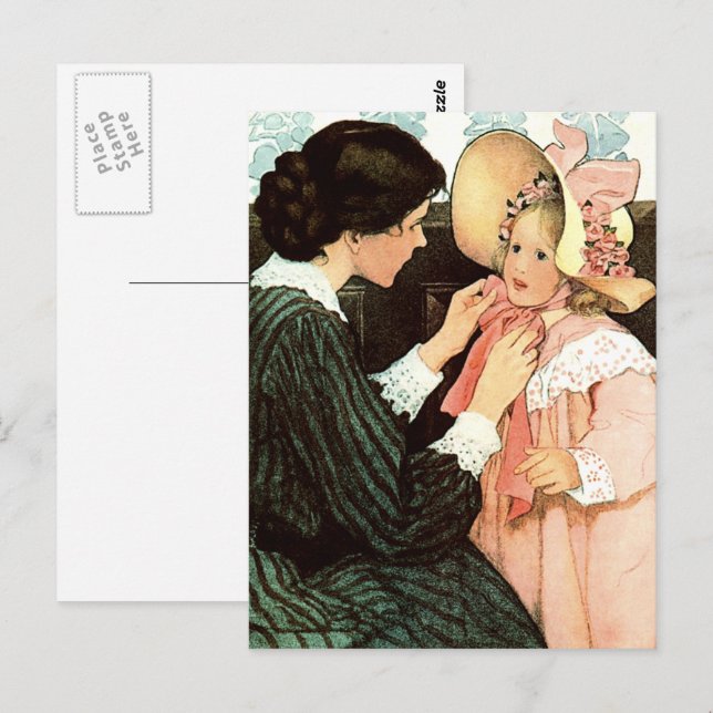 Happy Mother's Day.  Vintage Mother and Daughter Postcard (Front/Back)