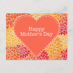 Happy Mother's Day vintage retro floral heart Postcard