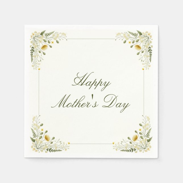 Happy Mother's Day Vintage Wildflower Garden Party Napkin (Front)