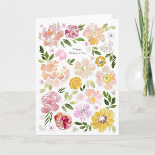 Happy Mothers Day watercolor Flower Card