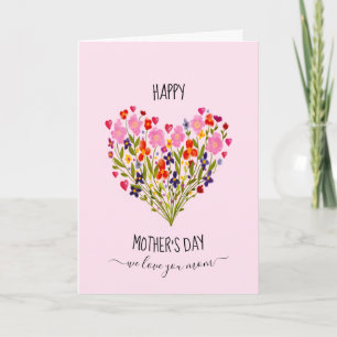 "Happy Mother's Day" Watercolor Flower Heart Card