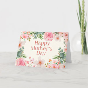 Happy Mother's Day Watercolor Flowers  Card