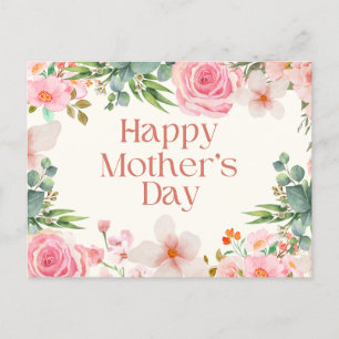 Happy Mother's Day Watercolor Flowers  Holiday Postcard