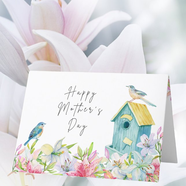 Happy Mother's Day Watercolor Pastel Lillies Holiday Card (Creator Uploaded)