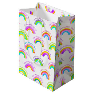 Happy Mother's Day Watercolor Rainbow Pattern Medium Gift Bag