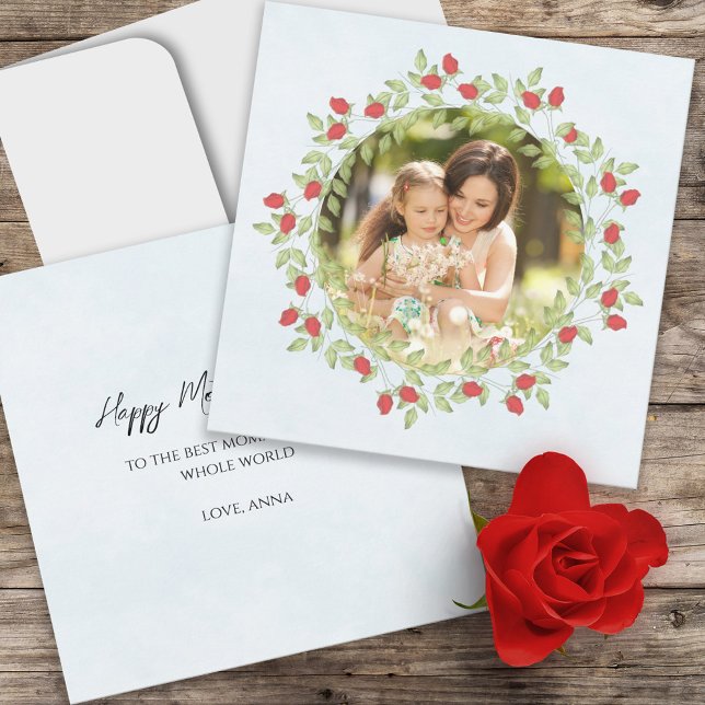 Happy Mother's Day Watercolor Rose Floral Photo Card (Creator Uploaded)