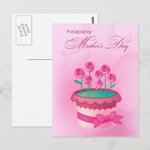Happy Mother's Day. Watercolor Roses in Pot Postcard