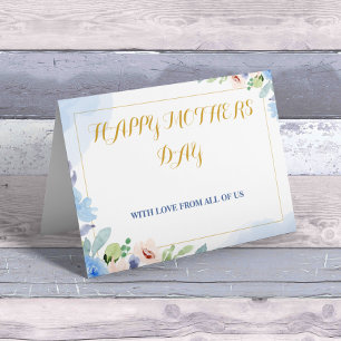 happy mother's day White and Blue Simple eligant Foil Holiday Card