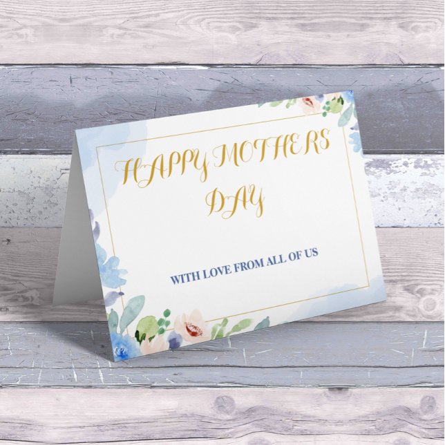 happy mother's day White and Blue Simple eligant Foil Holiday Card (Creator Uploaded)
